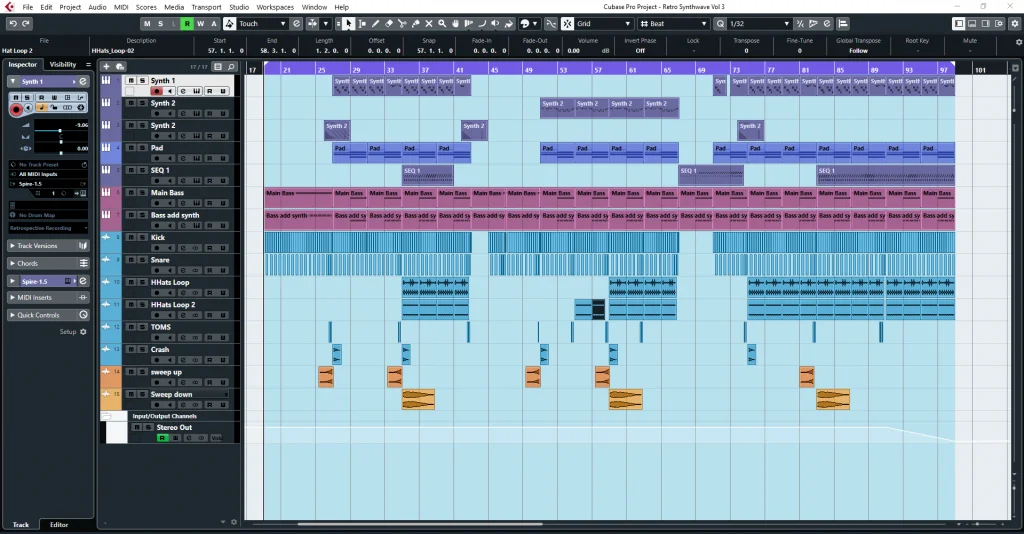 synthwave cubase template 3 screen