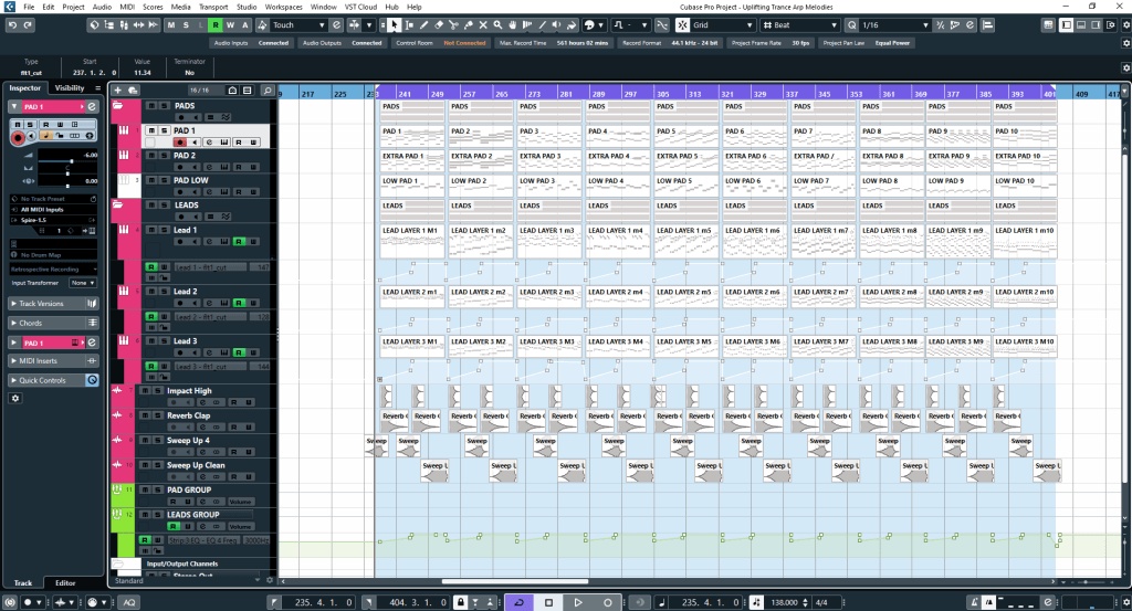 uplifting trance midi melodies cubase