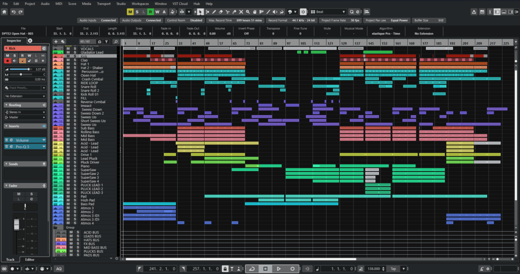 gladiator trance remix cubase template project screen